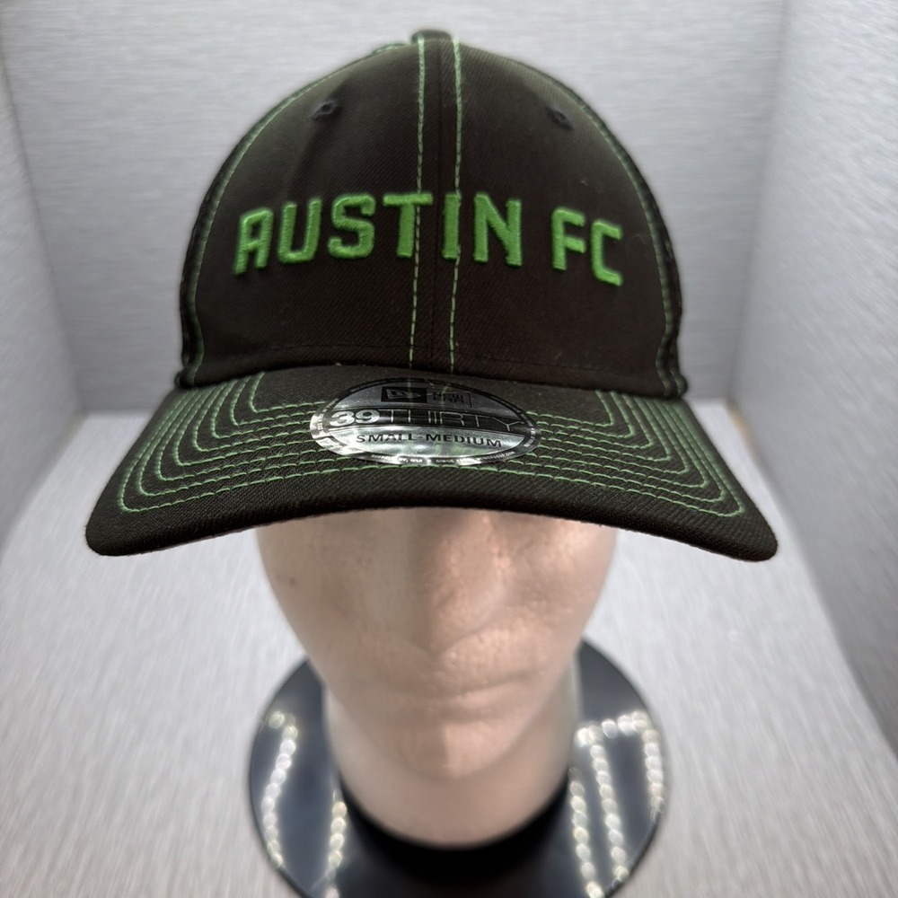 New Era 39THIRTY Austin FC Hat Black Green MLS Soccer Flex Fit S M Cap